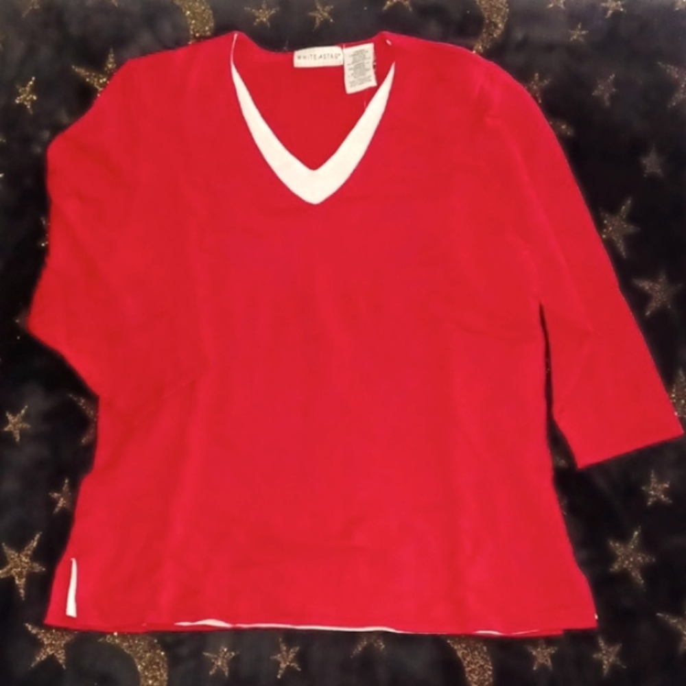 Bright red knit top